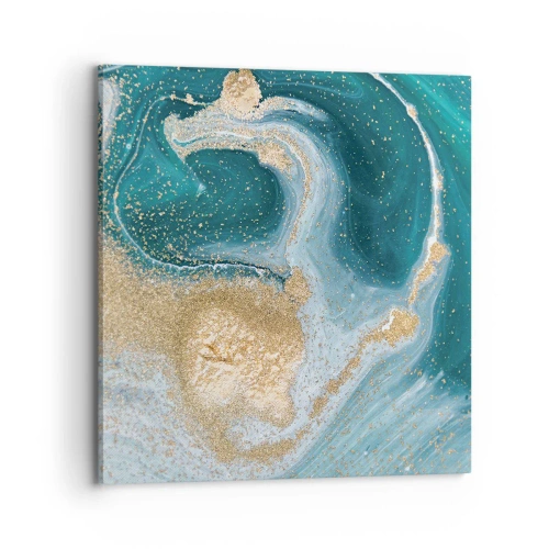 Impression sur toile - Image sur toile - Tourbillon d'or et de turquoise - 70x70 cm