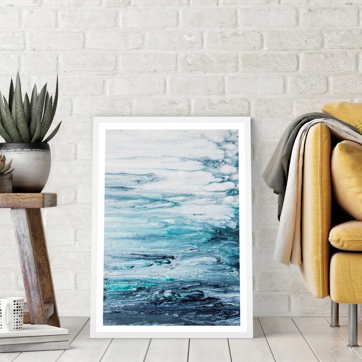 Affiche dans un cadre blanc - Poster - Une glace bleue - 61x91 cm