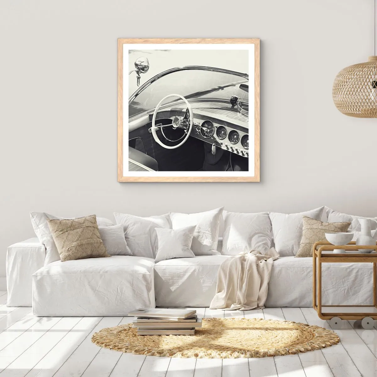 Affiche dans un chêne clair - Poster - Temps pour riche - 50x50 cm