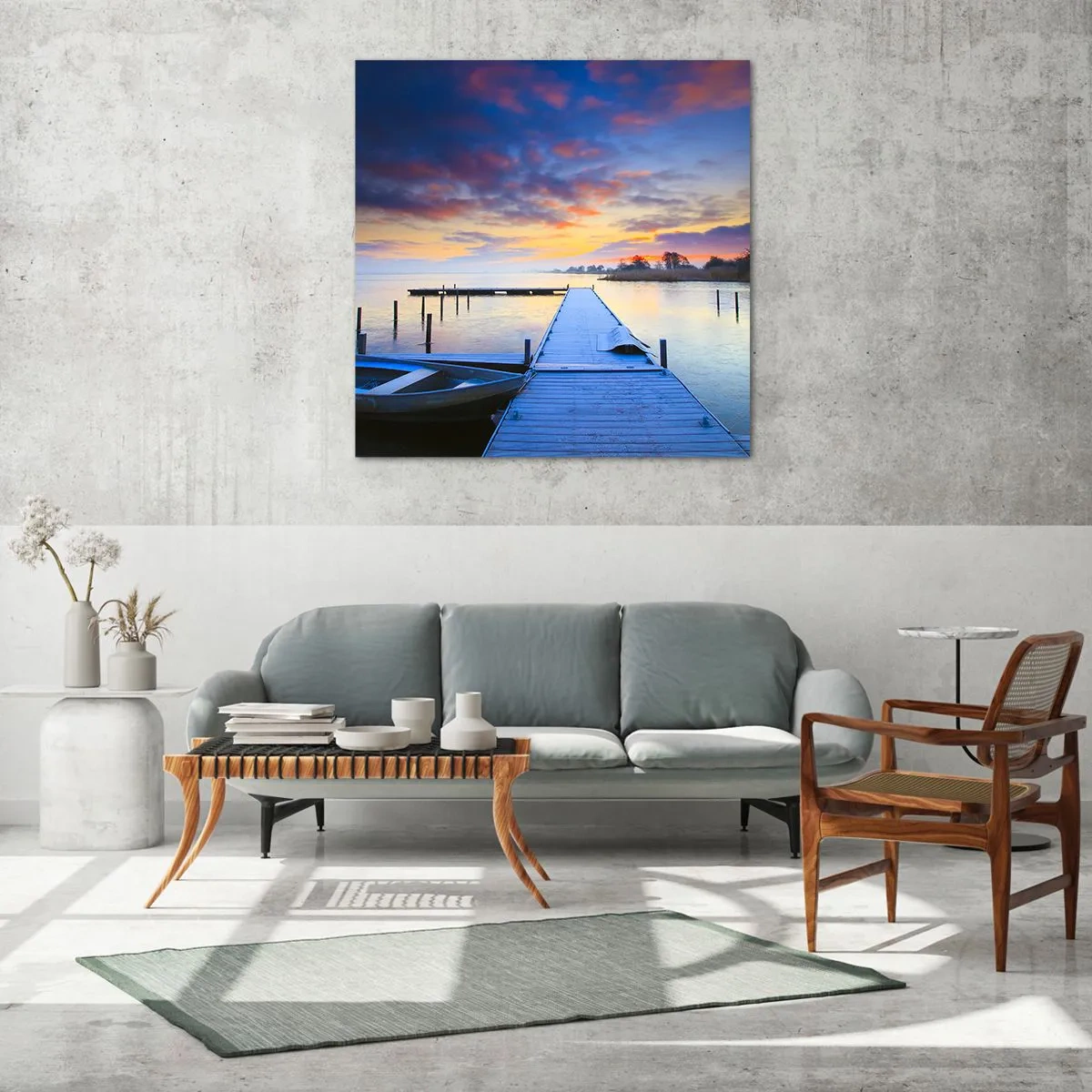 Impression sur verre - Image sur verre - Calme violet-doré - 40x40 cm
