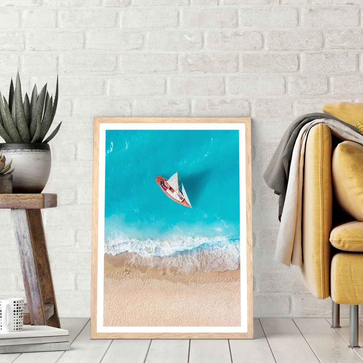 Affiche dans un chêne clair - Poster - A la frontière de l'azur et de l'or - 50x70 cm