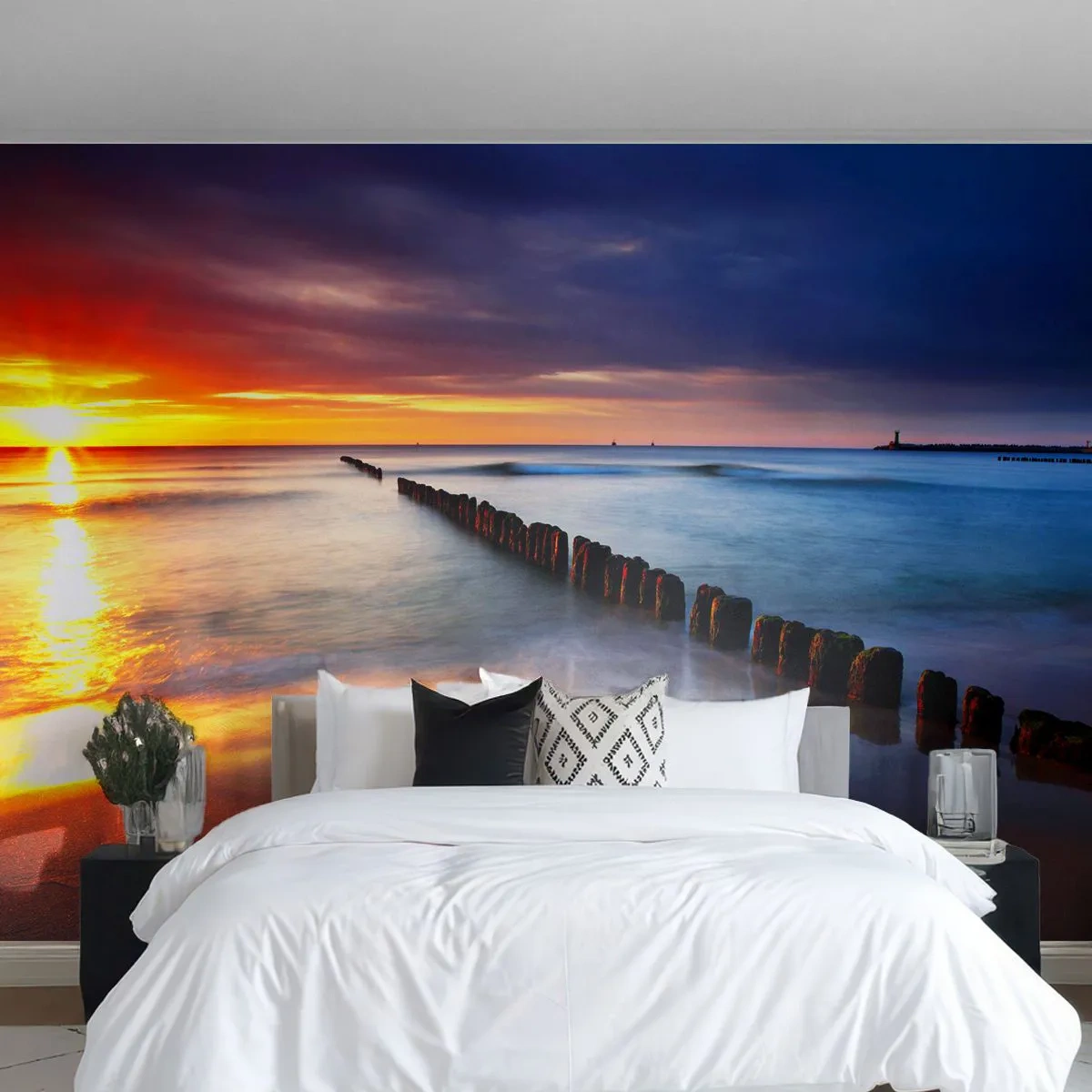 Papier Peint Autocollant Deluxe Sticker - Ecoute le silence - Paysage, Coucher de soleil, Plage - 500x350 cm