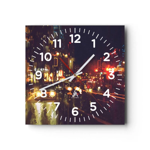 Horloge murale - Pendule murale - Immergé dans les lumières de la nuit - 40x40 cm
