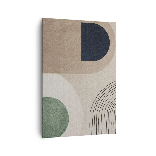 Impression sur toile - Image sur toile - Formes géométriques dans les tons beige et vert - 70x100cm - La douceur de l'ovale - Décoration murale moderne pour le salon et la chambre ARTTOR