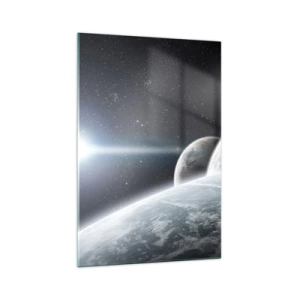 Impression sur verre - Image sur verre - Planètes dans l'espace sur fond d'étoiles et de galaxies - 70x100cm - Musique cosmique des sphères - Décoration murale moderne pour le salon et la chambre ARTTOR
