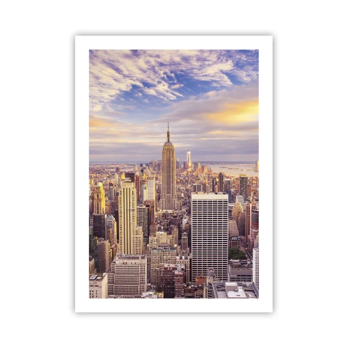 Affiche - Poster - Panorama de New York depuis l'Empire State Building au coucher du soleil - 50x70cm - Atteindre les nuages 
