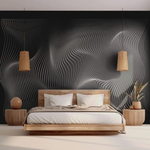 Papier peint sur mesure Standard Eco - Danse de lumière dans l'espace - 3D, Lignes, Moderne