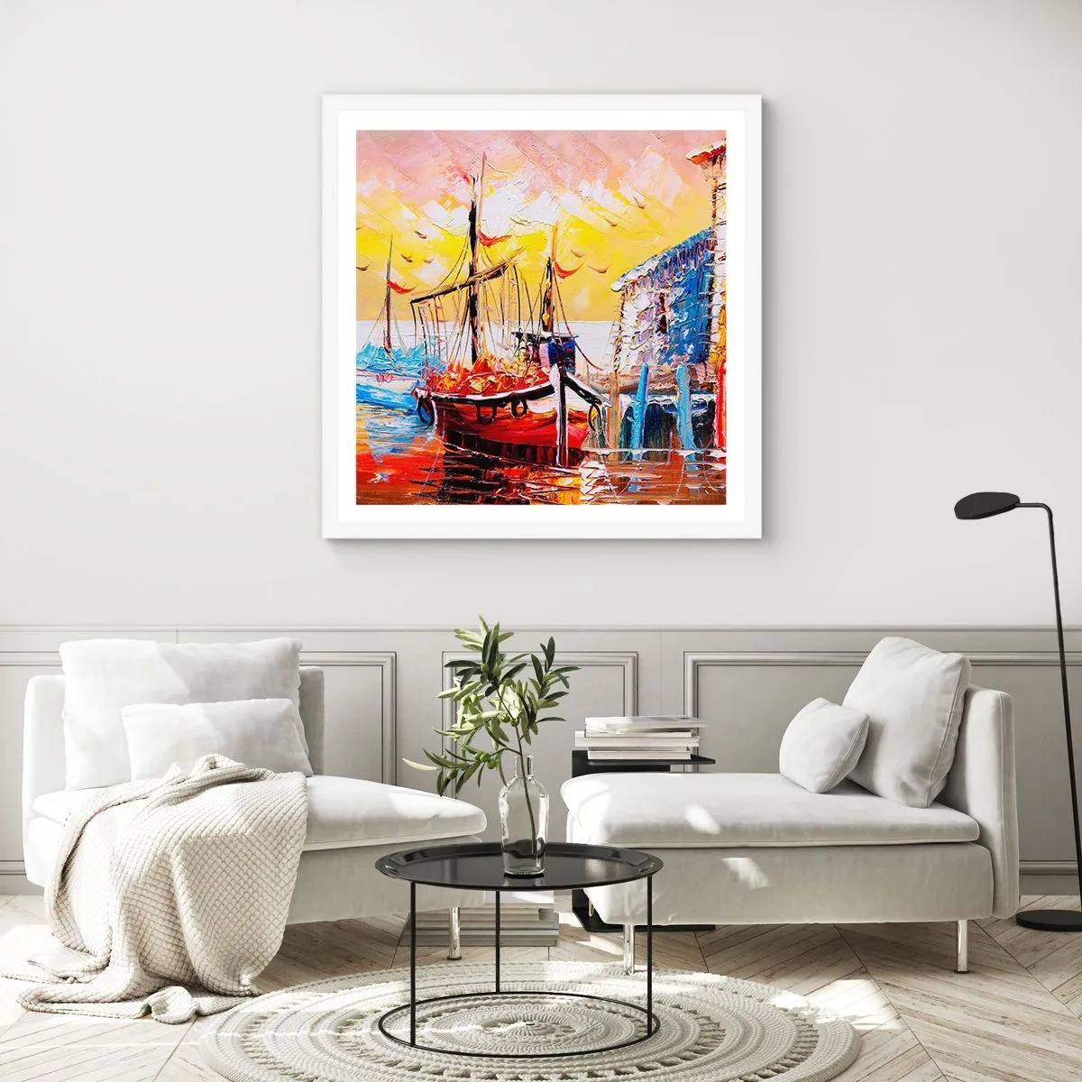 Affiche dans un cadre blanc - Poster - Bon retour - 40x40 cm