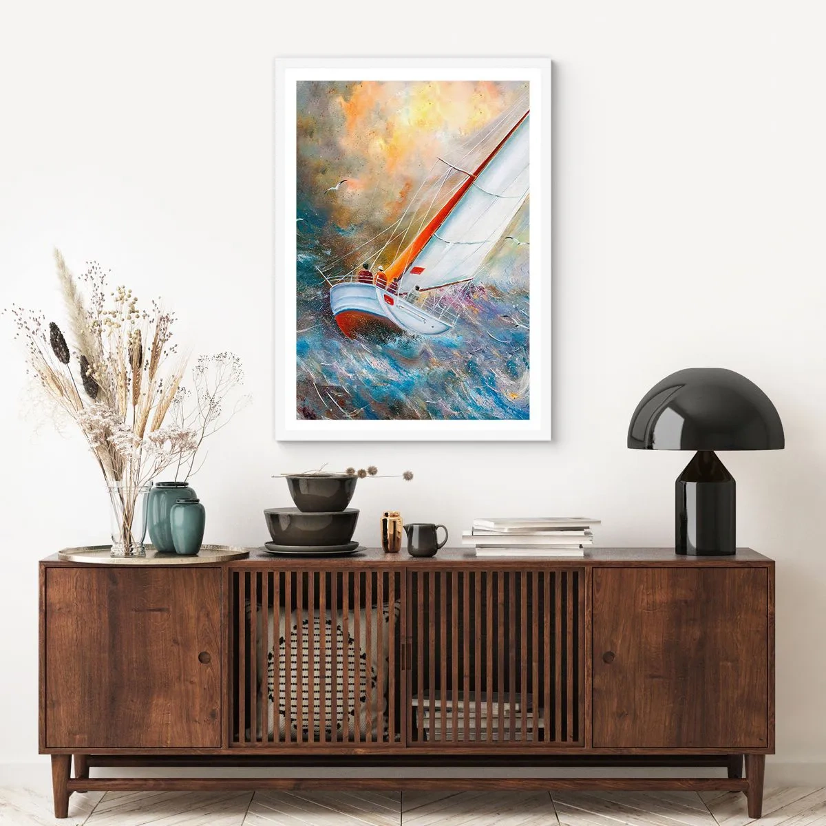 Affiche dans un cadre blanc - Poster - Concourir sur les vagues - 30x40 cm