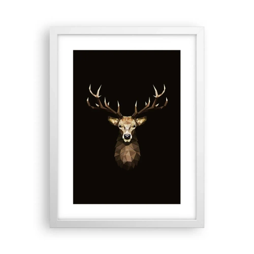 Affiche dans un cadre blanc - Poster - Cerf cubique - 30x40 cm