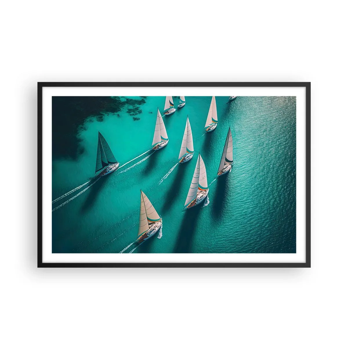 Affiche dans un cadre noir - Poster - Dans une compétition avec le vent - 91x61 cm