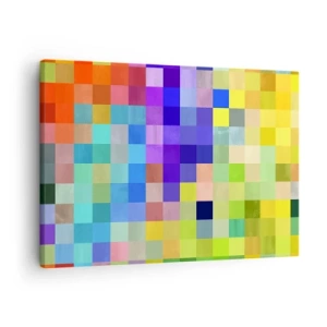 Impression sur toile - Image sur toile - Une mosaïque colorée de carrés de différentes couleurs - 70x50cm - Tous différents, tous égaux - Décoration murale moderne pour le salon et la chambre ARTTOR