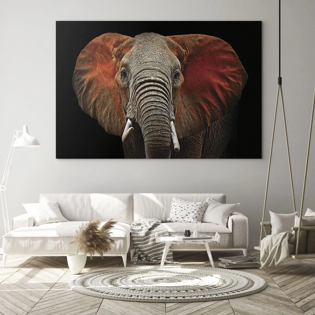 Impression sur verre - Image sur verre - Portrait d'un éléphant majestueux sur fond noir - 70x50cm - Je suis sauvage, et toi? - Décoration murale moderne pour le salon et la chambre ARTTOR