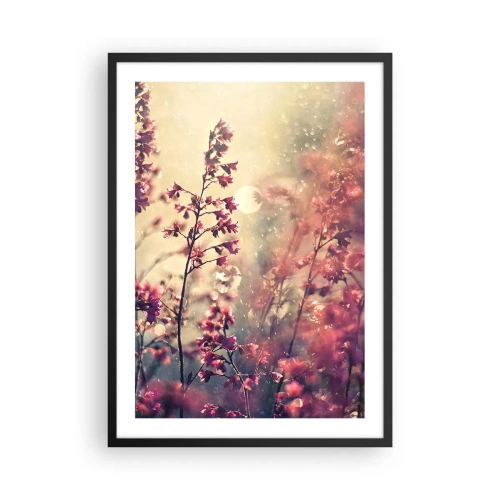 Affiche dans un cadre noir - Poster - Fleurs à la lumière du soleil couchant - 50x70cm - Jardin secret - Décoration murale moderne pour le salon et la chambre ARTTOR