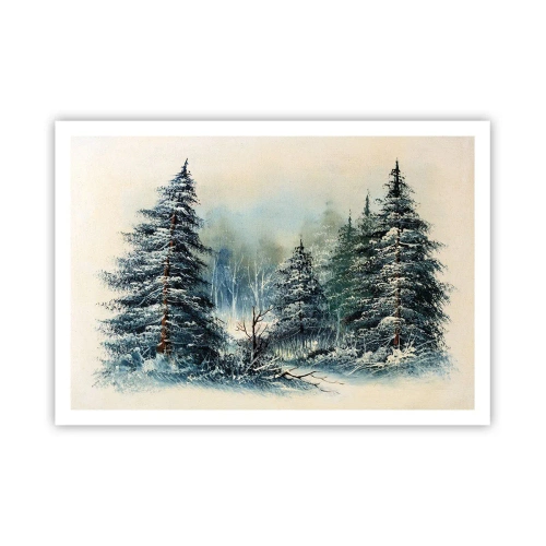 Affiche - Poster - Paysage d'hiver avec des arbres enneigés - 100x70cm - Prêt pour les fêtes - Décoration murale moderne pour le salon et la chambre ARTTOR