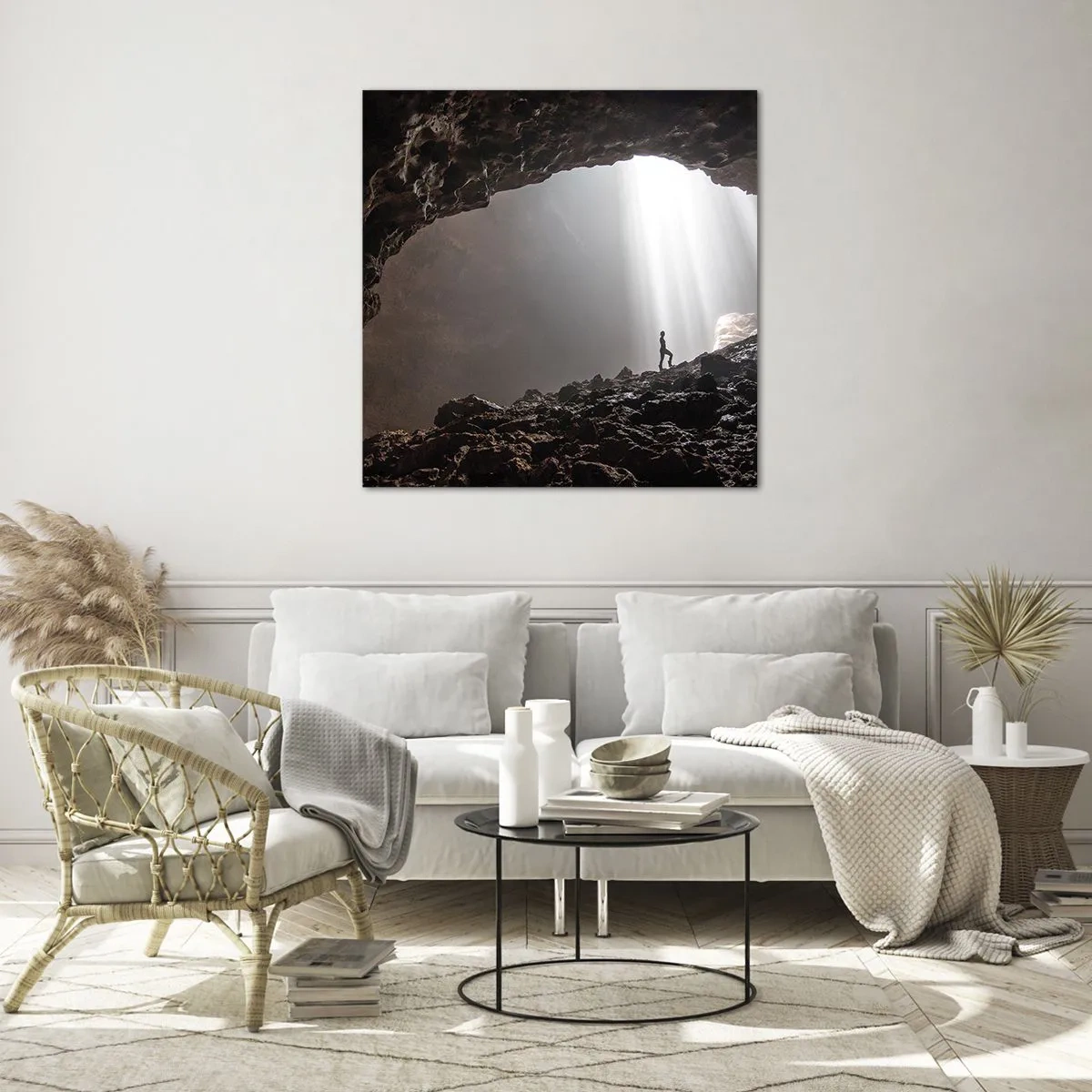 Impression sur verre - Image sur verre - Grotte lumineuse - 60x60 cm