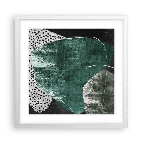 Affiche dans un cadre blanc - Poster - Abstraction colorée avec feuille d'or - 40x40 cm