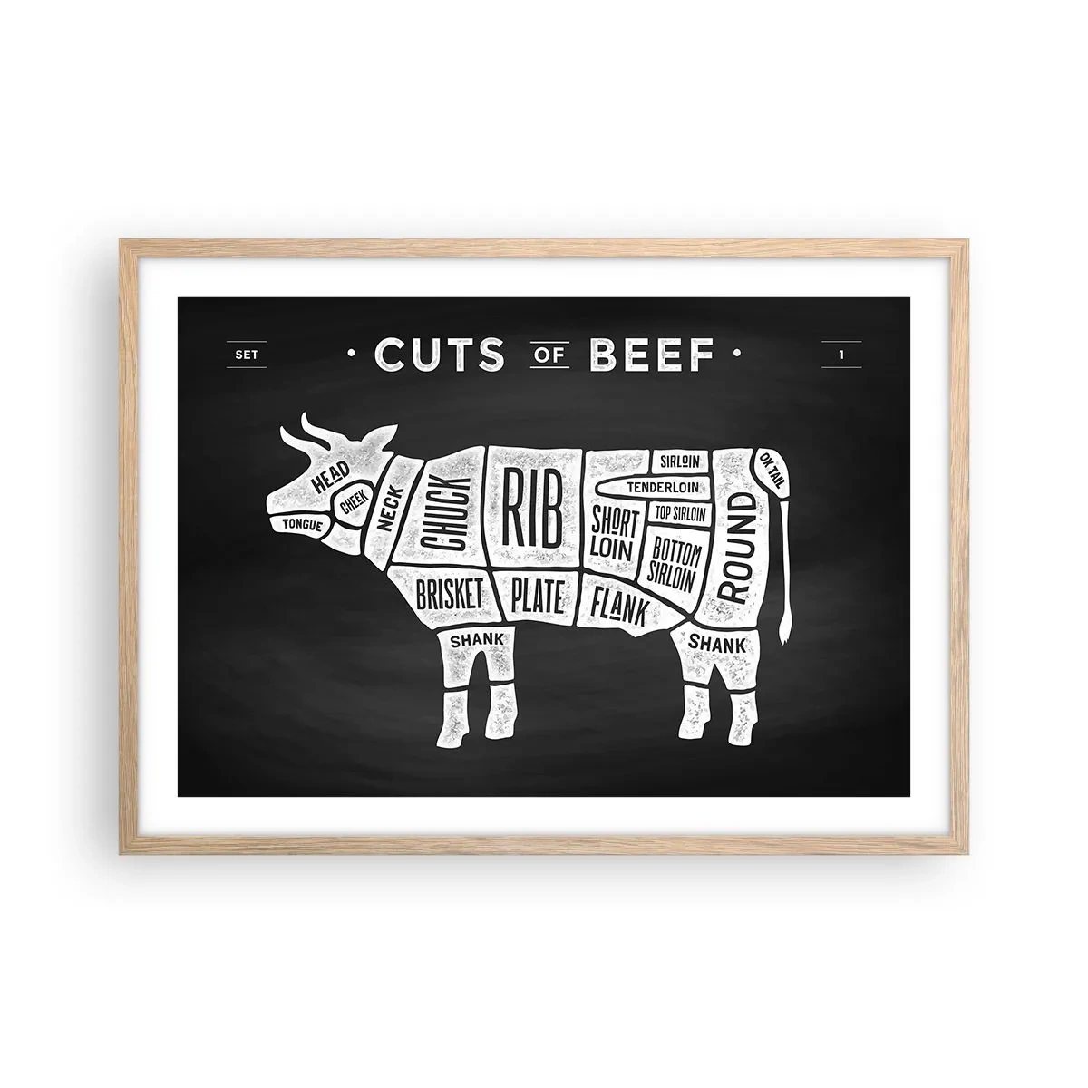 Affiche dans un chêne clair - Poster - L'art de la découpe - 70x50 cm