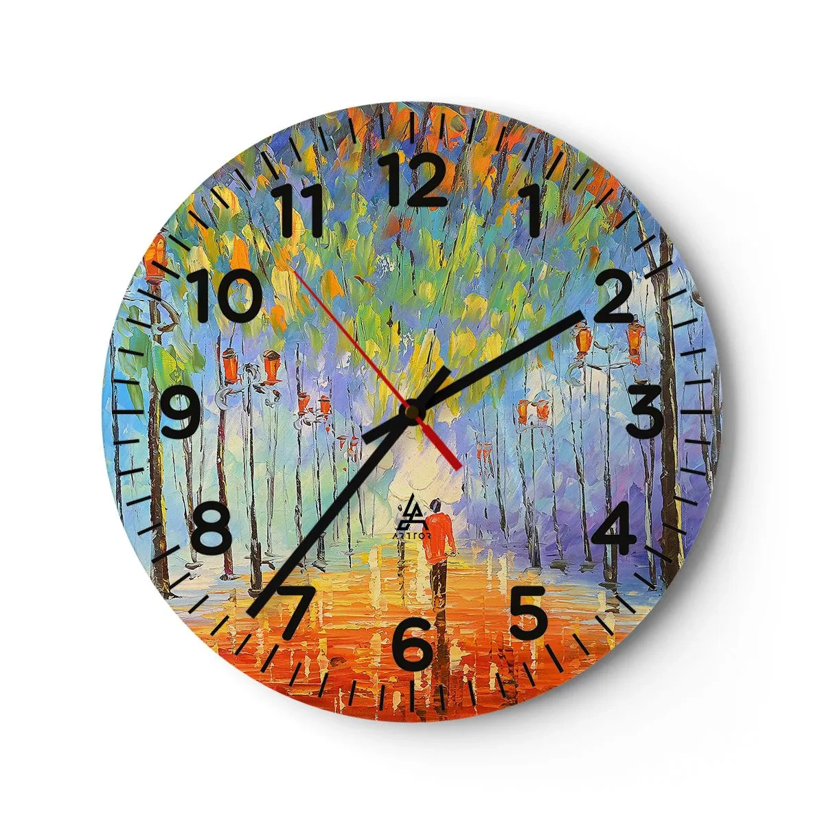 Horloge murale - Pendule murale - Chant nocturne de la pluie - 40x40 cm