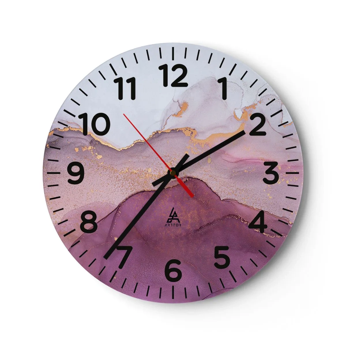 Horloge murale - Pendule murale - Vagues lilas et violettes - 40x40 cm