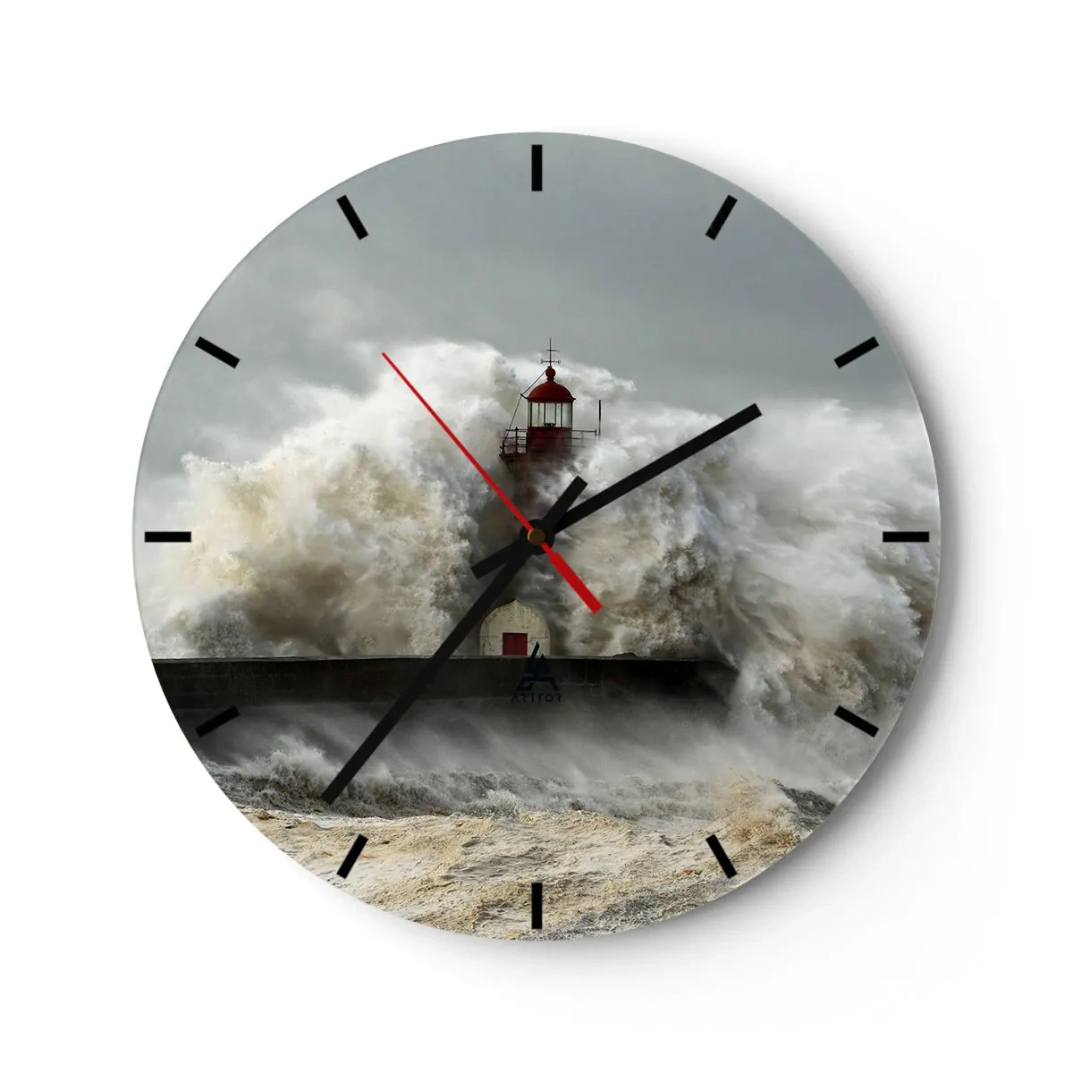 Horloge murale - Pendule murale - Un phare au milieu des vagues orageuses - 30x30cm - La colère de l'océan - Décoration murale moderne pour le salon, la cuisine et la chambre ARTTOR