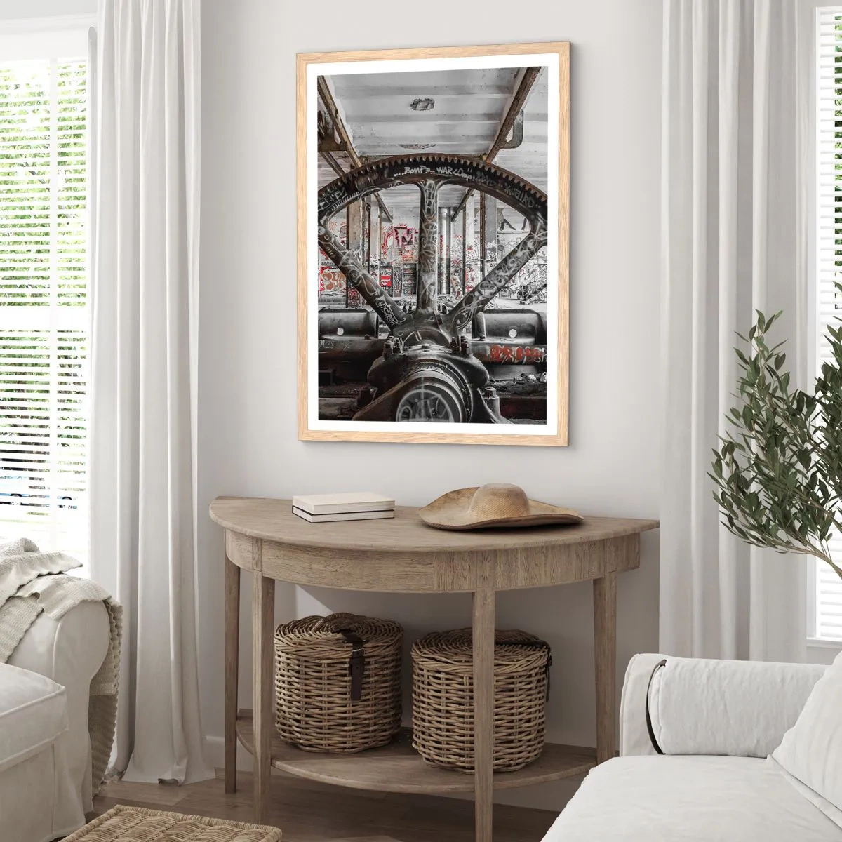 Affiche dans un chêne clair - Poster - Vie secrète d'une usine - 30x40 cm