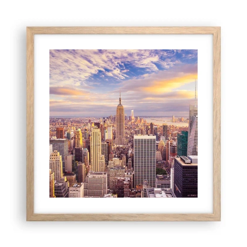 Affiche dans un chêne clair - Poster - Atteindre les nuages eux-mêmes - 40x40 cm