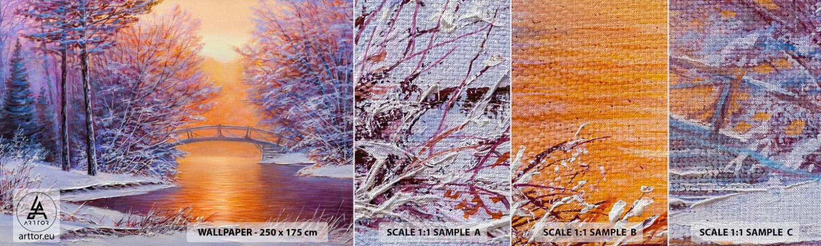 Échantillon de Papier Peint Premium Canvas - On se rencontre ici - Paysage, Parc, Pont - 100x30 cm