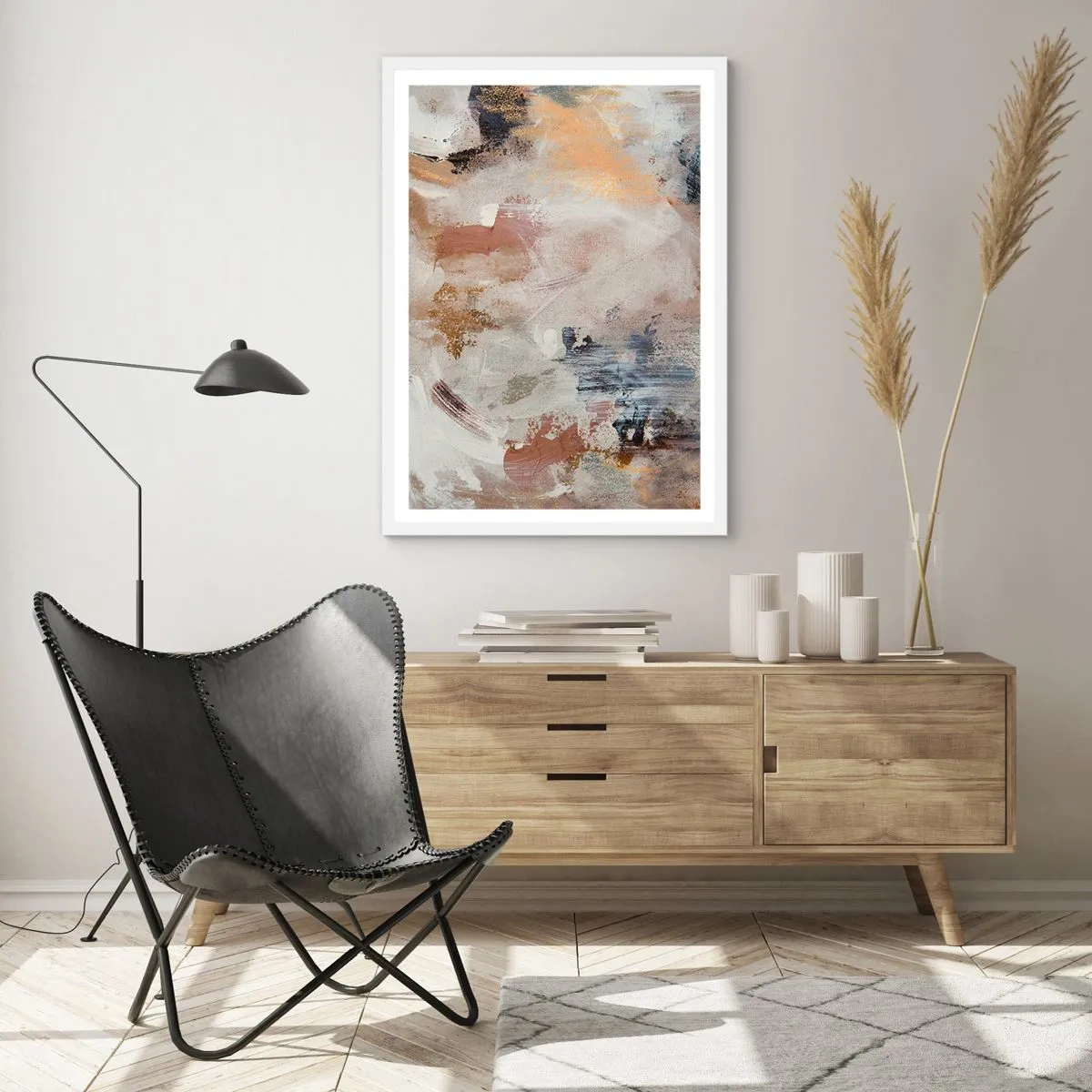 Affiche dans un cadre blanc - Poster - Abstraction brumeuse - 50x70 cm