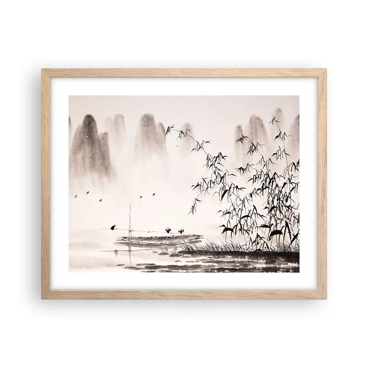 Affiche dans un chêne clair - Poster - Le silence des rizières - 50x40 cm