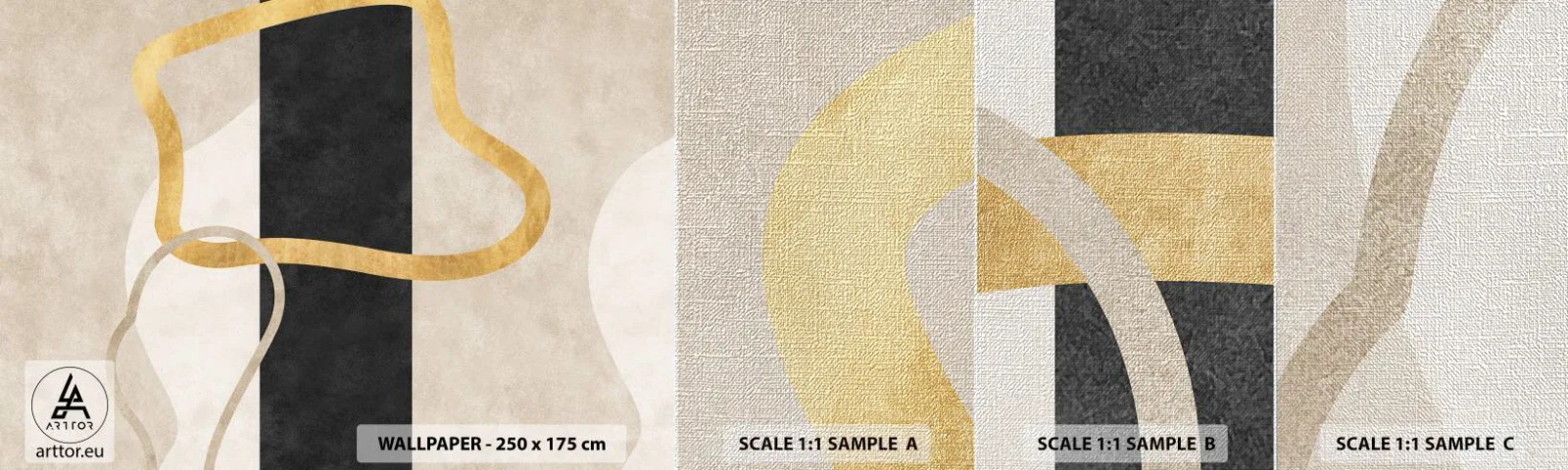 Échantillon de Papier Peint Premium Canvas - Formes emmellées - Art Déco, Minimalisme, Abstractionnisme - 100x30 cm