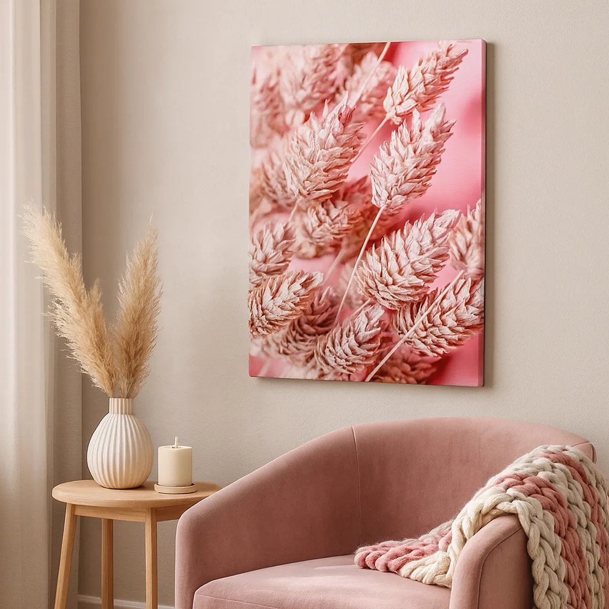 Impression sur toile - Image sur toile - Gros plan des oreilles teintées de rose - 50x70cm - Une cascade florale en rose - Décoration murale moderne pour le salon et la chambre ARTTOR