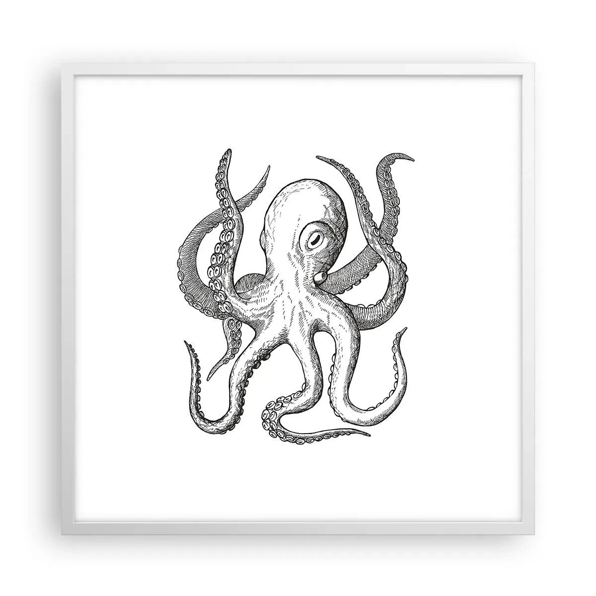 Affiche dans un cadre blanc - Poster - Dansant avec les vagues - 60x60 cm