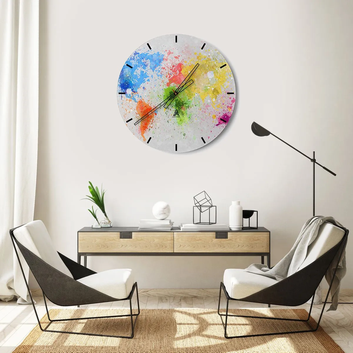 Horloge murale - Pendule murale - Toutes les couleurs du monde - 40x40 cm