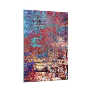 Impression sur verre - Image sur verre - Une composition abstraite avec un mélange de couleurs intenses. - 80x120cm - Mémoire et oubli - Décoration murale moderne pour le salon et la chambre ARTTOR
