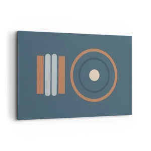 Impression sur toile - Image sur toile - Une composition géométrique avec des cercles et des rectangles aux couleurs sobres. - 120x80cm - Essence des choses - Décoration murale moderne pour le salon et la chambre ARTTOR