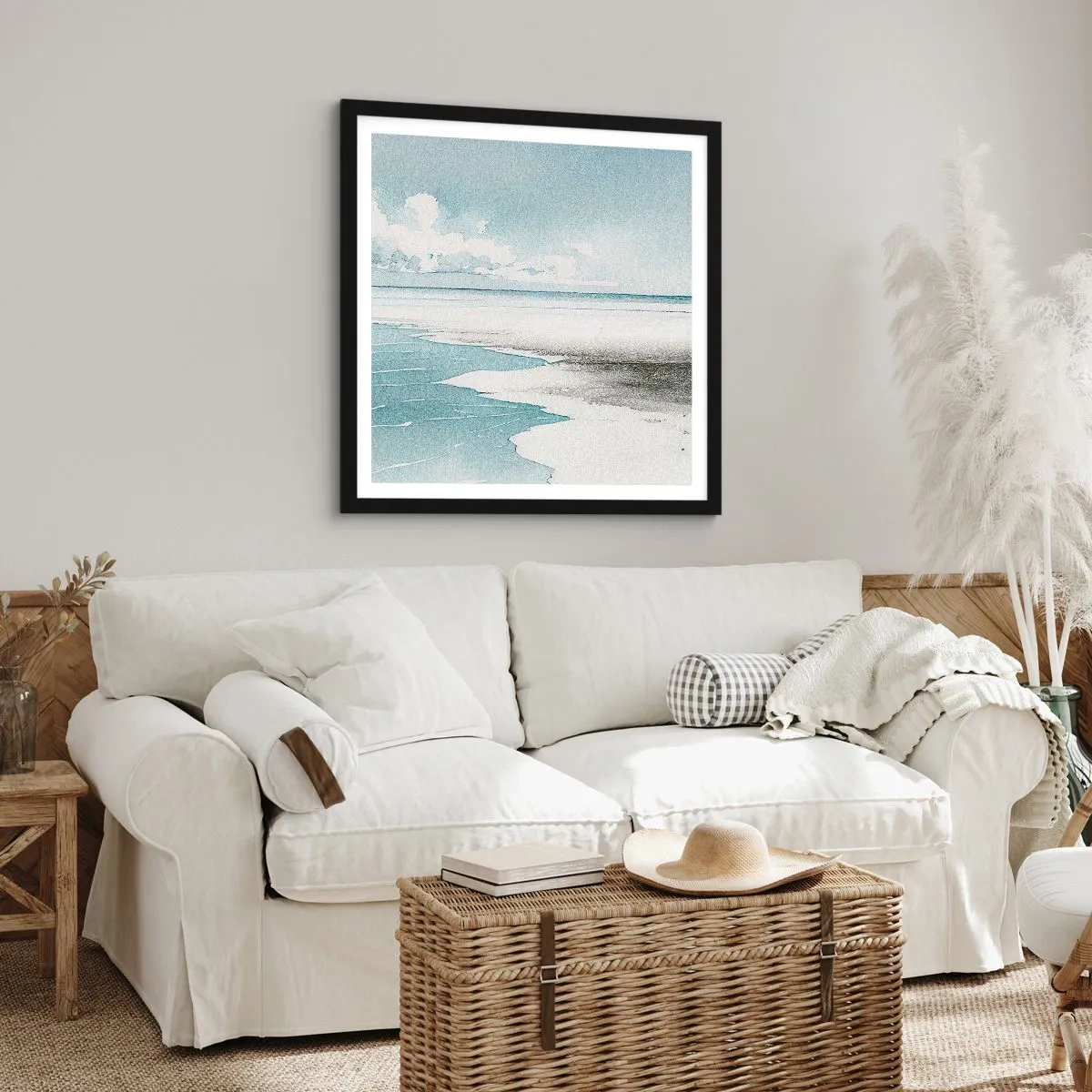Affiche dans un cadre noir - Poster - Marée douce - 60x60 cm