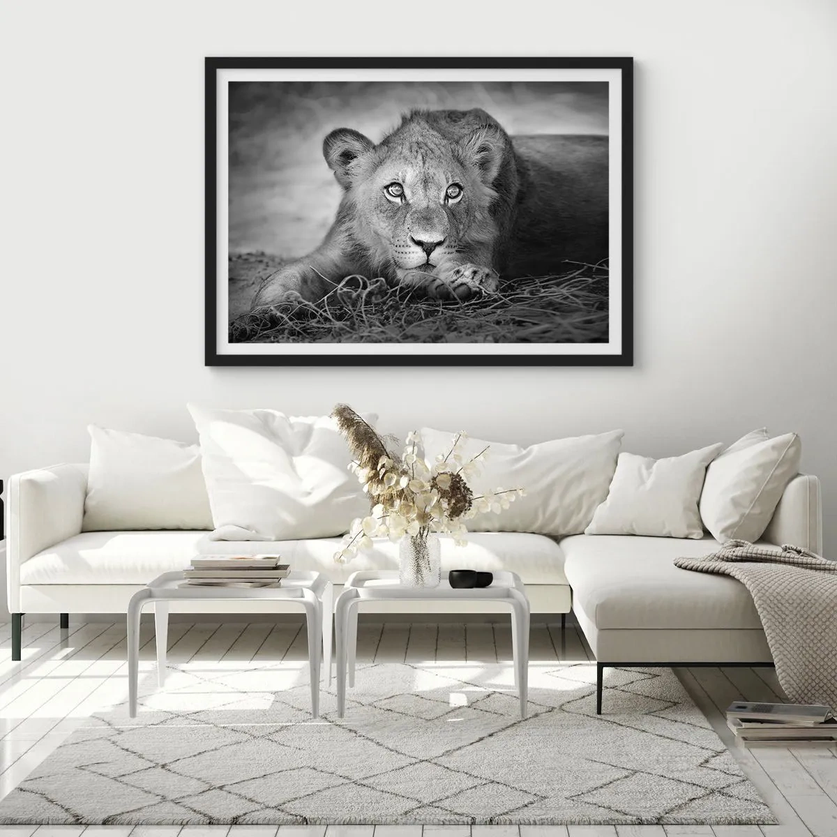 Affiche dans un cadre noir - Poster - Chiot royal - 40x30 cm