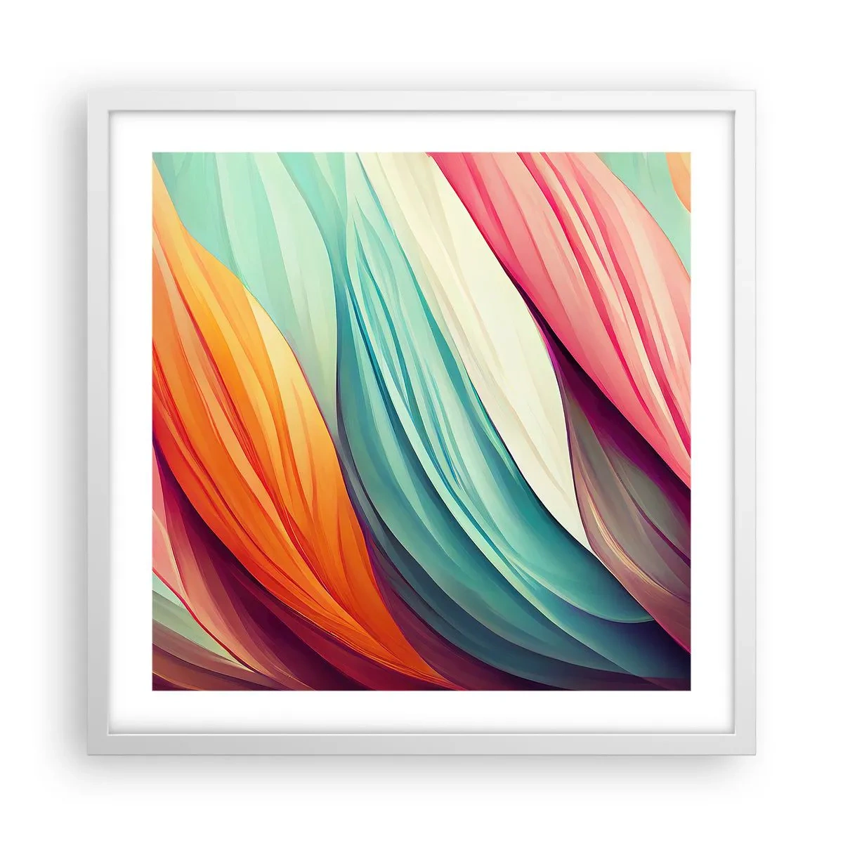 Affiche dans un cadre blanc - Poster - Tissage arc-en-ciel - 50x50 cm