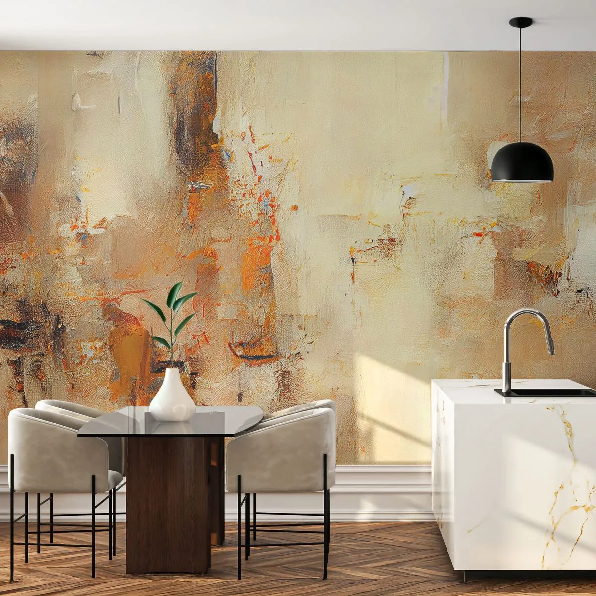 Papier Peint Photo Premium Sand - Âme de l'ambre - Abstraction, Morceau, Minimalisme - 250x175 cm