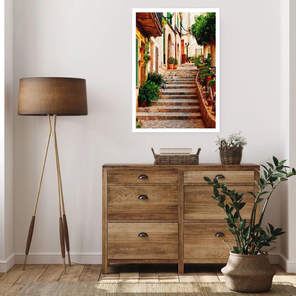 Affiche - Poster - Le charme d'une rue méditerranéenne - 50x70cm - Le charme des vacances espagnoles - Décoration murale moderne pour le salon et la chambre ARTTOR