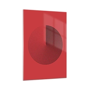 Impression sur verre - Image sur verre - Cercles concentriques sur fond rouge - 80x120cm - Mouvement circulaire - Décoration murale moderne pour le salon et la chambre ARTTOR