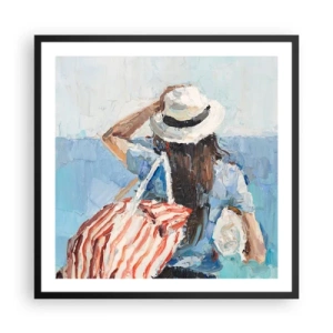 Affiche dans un cadre noir - Poster - Bienvenue à vos vacances - 60x60 cm