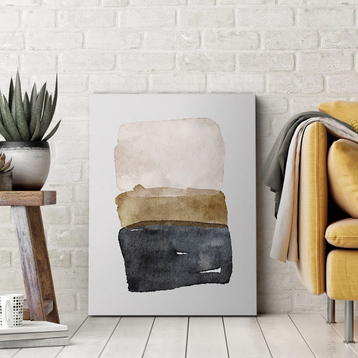 Impression sur toile - Image sur toile - Une composition minimaliste de trois rectangles aux tons terreux. - 70x100cm - Composition de couleurs de la terre - Décoration murale moderne pour le salon et la chambre ARTTOR