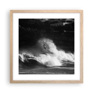 Affiche dans un chêne clair - Poster - Défi accepté! - 40x40 cm