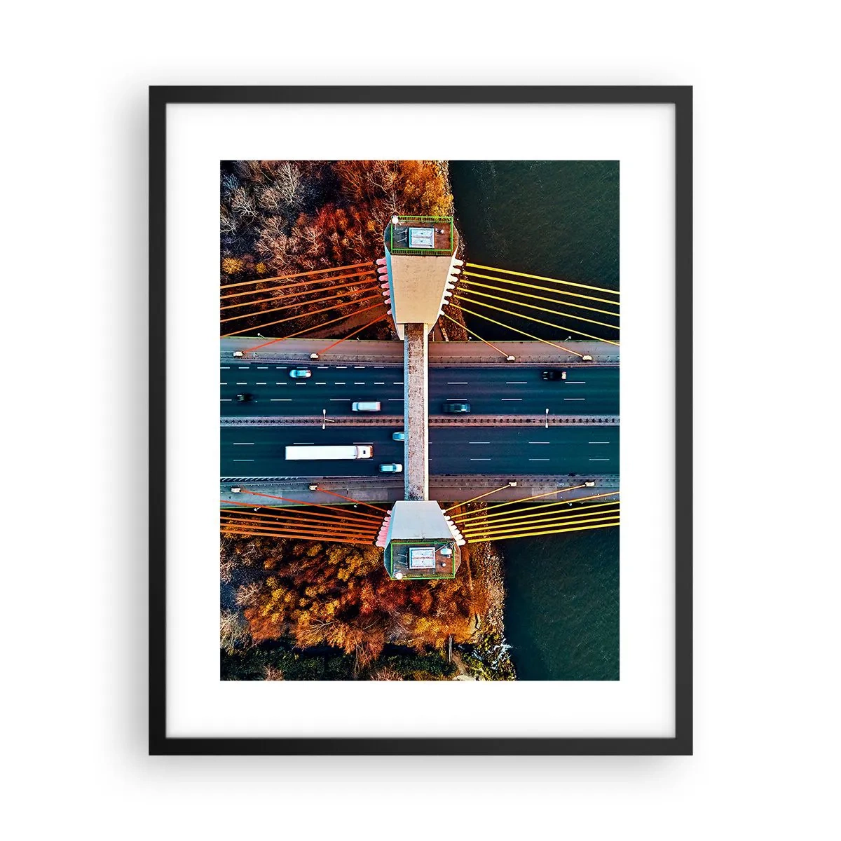 Affiche dans un cadre noir - Poster - Au dessus de l'eau et de la forêt - 40x50 cm