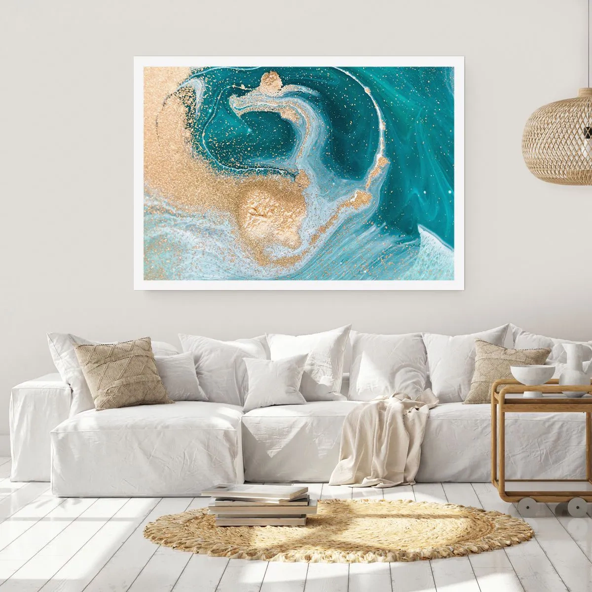 Affiche - Poster - Tourbillon d'or et de turquoise - 70x50 cm