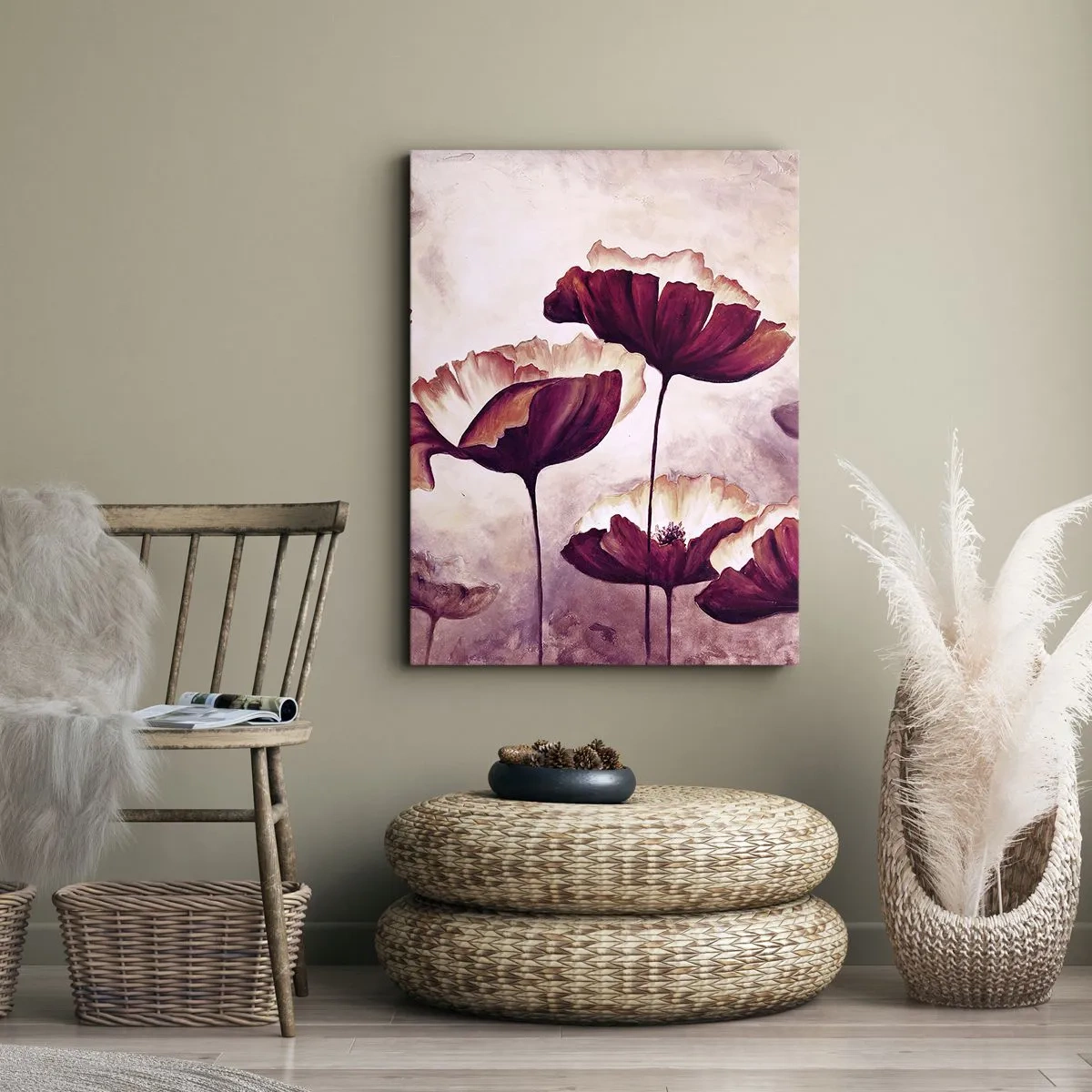 Impression sur toile - Image sur toile - Pétale rouge et blanc - 65x120 cm