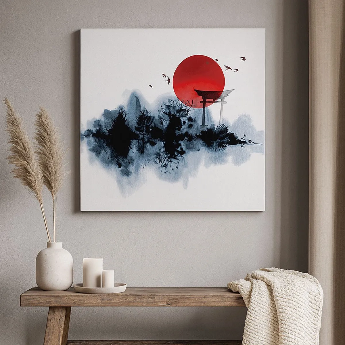Impression sur toile - Image sur toile - Vue japonnaise - 30x30 cm