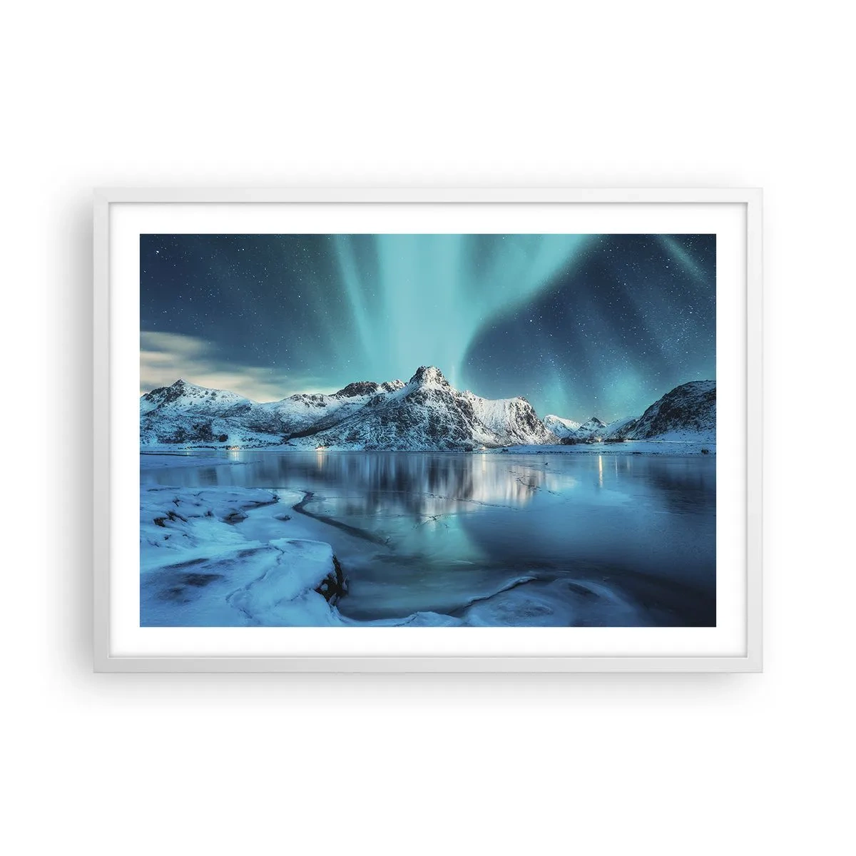 Affiche dans un cadre blanc - Poster - Nuit de lumières - 70x50 cm